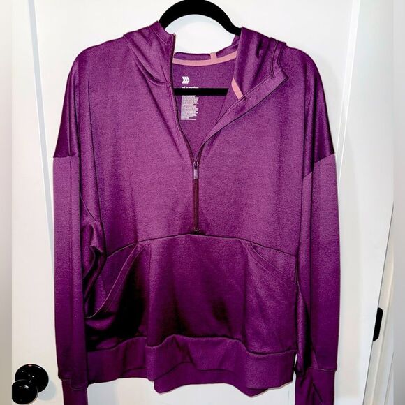 WOMENS Purple Half-Zip Hoodie - Picture 1 of 6